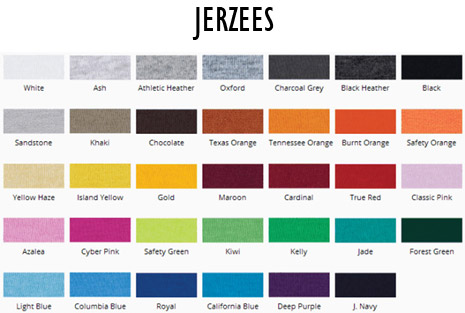 Jerzees T-shirt Colors - Shirts Plus Derby
