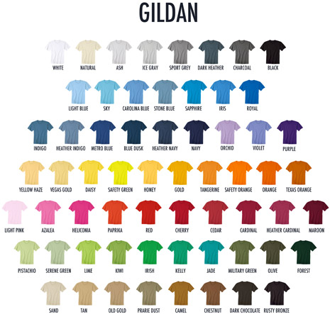 Gildan T-Shirt Colors - Shirts Plus Derby