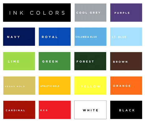 T-shirt Ink Colors - Shirts Plus Derby